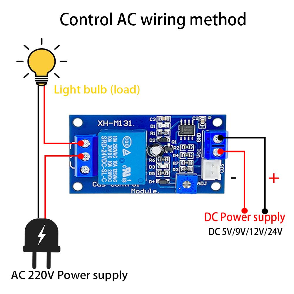 XH-M131 DC 5V / 12V Light Control Switch Photoresistor Relay Module Detection Sensor 10A Brightness Automatic Control Module Relays 5