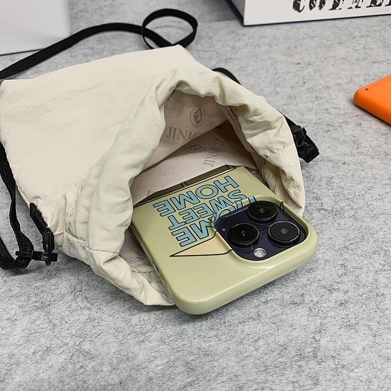 Women's Portable Sports Water Cup Bag Drawstring Nylon Crossbody Mini Mobile Phone Bag