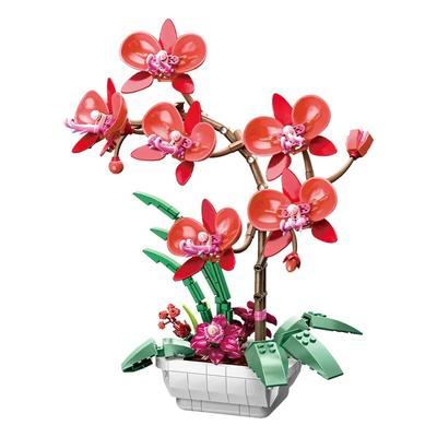 Simulation de bouquet de fleurs en pot, papillon, orchidée, fleur éternelle, puzzle de bureau, assemblage, art, décoration, jouet de construction pour fille