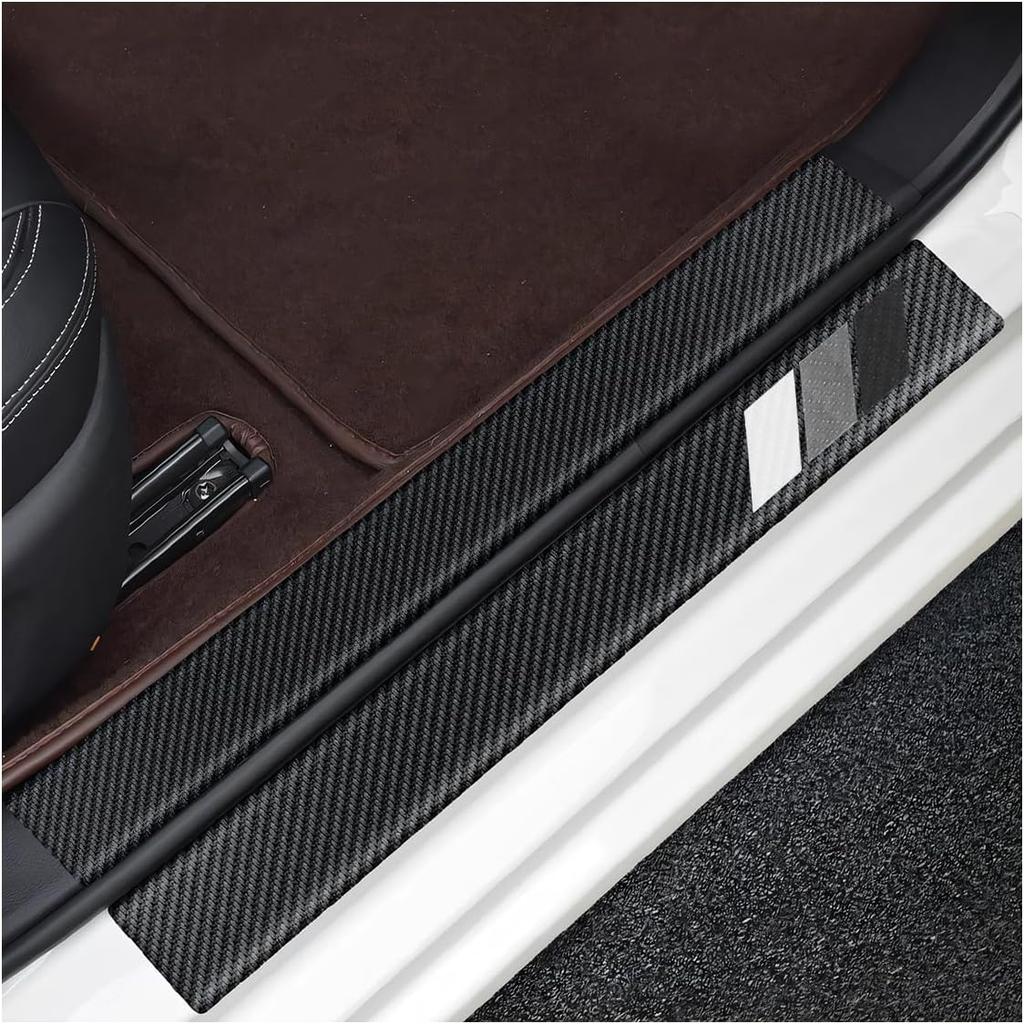 4PCS Tri-Color Door Sill Protectors, Anti-Scratch Carbon Fiber Entry Step Guard Sticker, Universal Car Front/Rear Door Threshold Protection Stripe