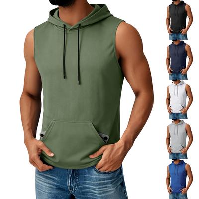 Herren Kapuzen-Taschen-Oberteil Herren Lässiges Sport-Oberteil Schnelltrocknend Ärmellos