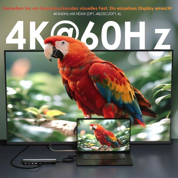 WAVLINK Station d'accueil USB C 12-en-1 pour 3 Moniteurs, Double HDMI, DP, 100W PD, USB3.0, RJ45, SD/TF, Audio, Windows