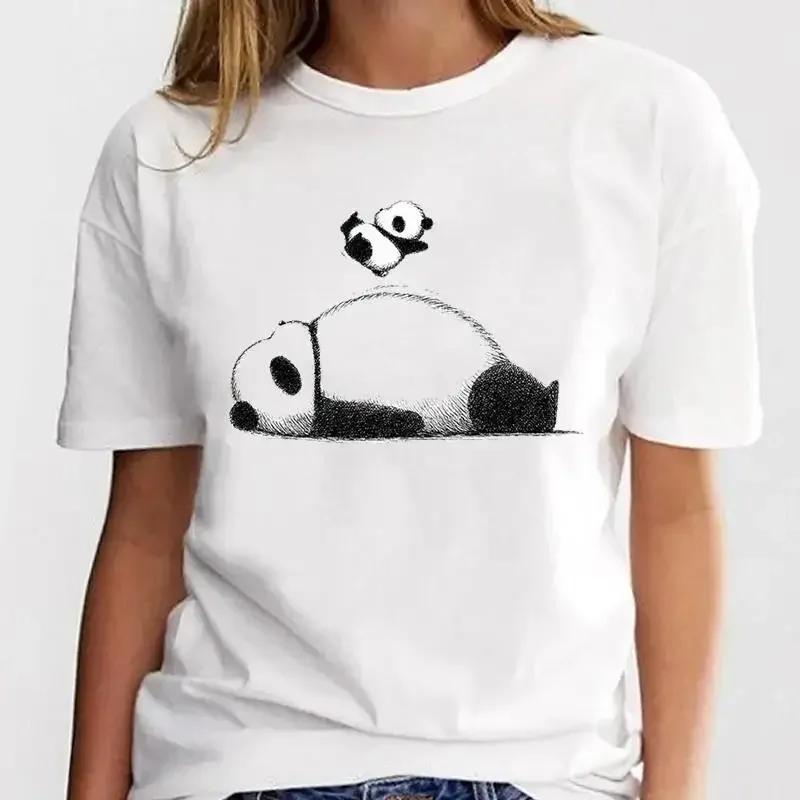 New Panda Lovely Cute Tshirt Clothing Cartoon Graphic Print Short Sleeve Fashion Casual T Shirt Women Soft Clothing