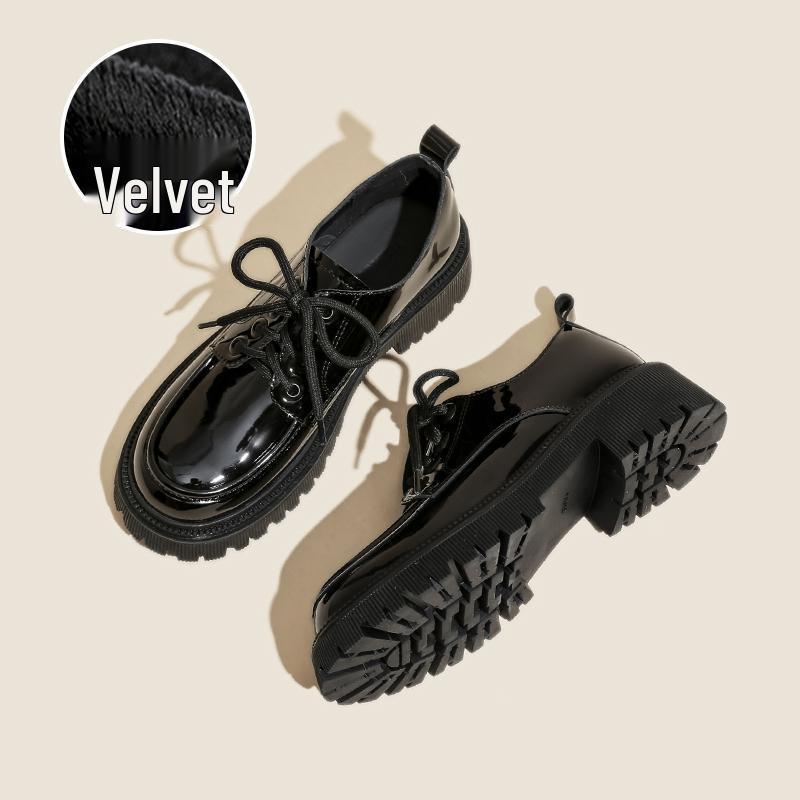 

Женские кожаные лоферы Мэри Джейн в британском стиле - Коллекция Весна/Осень 2025, Легкая роскошь с круглым носком, массивным каблуком и мягкой подошвой. 38