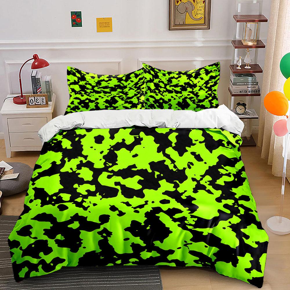 Set Camouflage Verde Vivace - Arredamento per camera da letto per bambini e adulti per esterni, Squisito set letto tre pezzi regalo