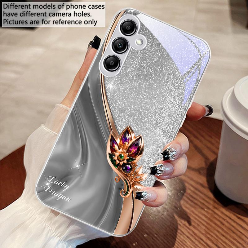 Colorful gemstone pattern For Samsung A 73 72 71 70 56 55 54 53 52 51 50 42 35 34 33 32 31 26 25 24 23 22 30 20 glass phone case