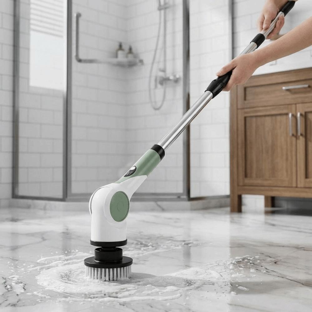 Handheld Telescopic Wireless Cleaning Brush Replaceable Head Window Cleaner  Bathroom