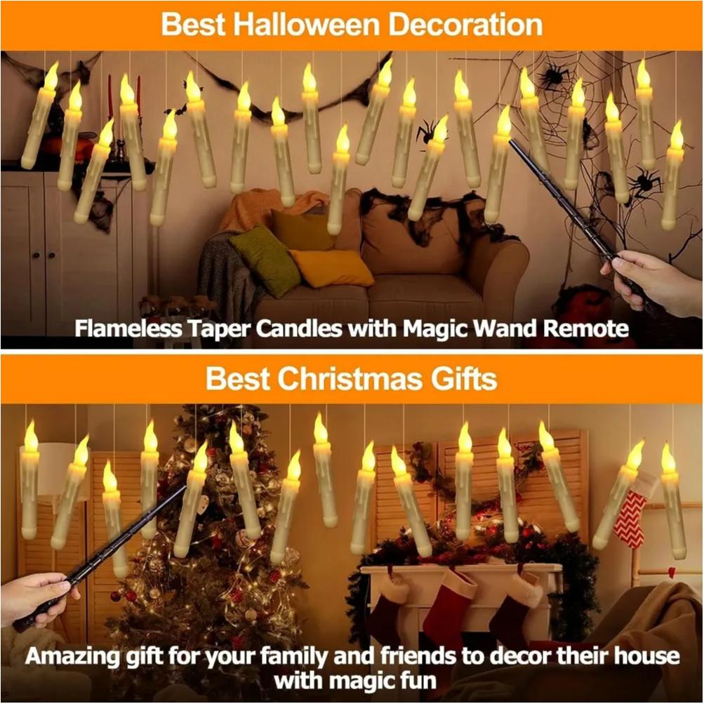 Magic Wand Remote Hanging Operated Potter Harries Battery Floating Candles Warm Light Decoration Halloween Flameless Candles 1PC