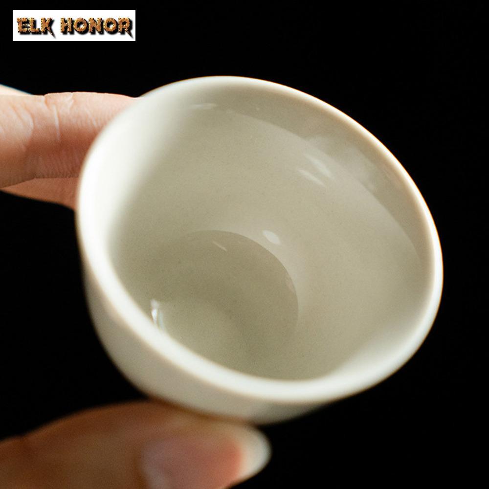 2 Stück/Set Retro Gras Holz Grau Keramik Teetassen Dehua Porzellan Verkostung Teetasse Klein Meistertasse Chazhan Kung Fu Teegeschirr 30ml