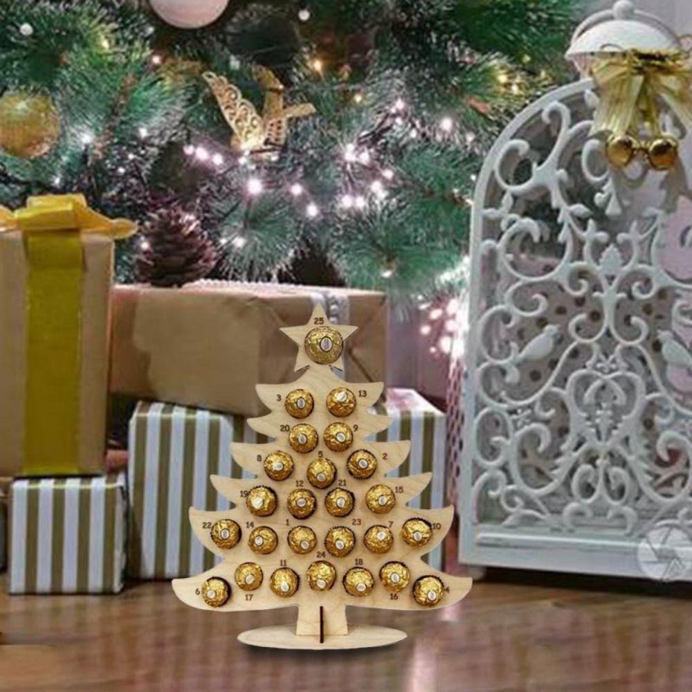 Xmas Tree/Elk Shaped Christmas Elk Chocolate Stand Hollow Wooden Chocolate Candy Stand  Home