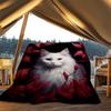 1pc Cat Flowers Outdoor Blanket - Soft Flannel Cozy for Travel & Camping - All-Season Warm Bed Cover, Machine Washable yy251229066