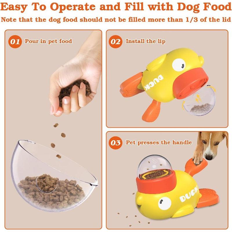 Pet Treat Dispenser-Interactive Dog Toys Anti Gulping Duck Slow Feedercat Dog Treat Dispensing with Buttonfor Dogs Training