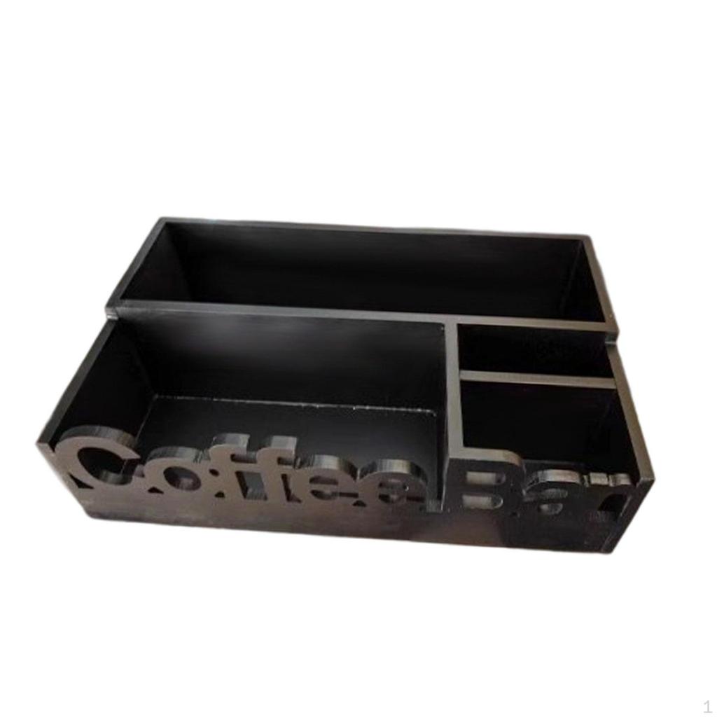 Coffee Bar Holder with Compartment, Functional Organizer for Tea Condiments in Kitchen or Lounge