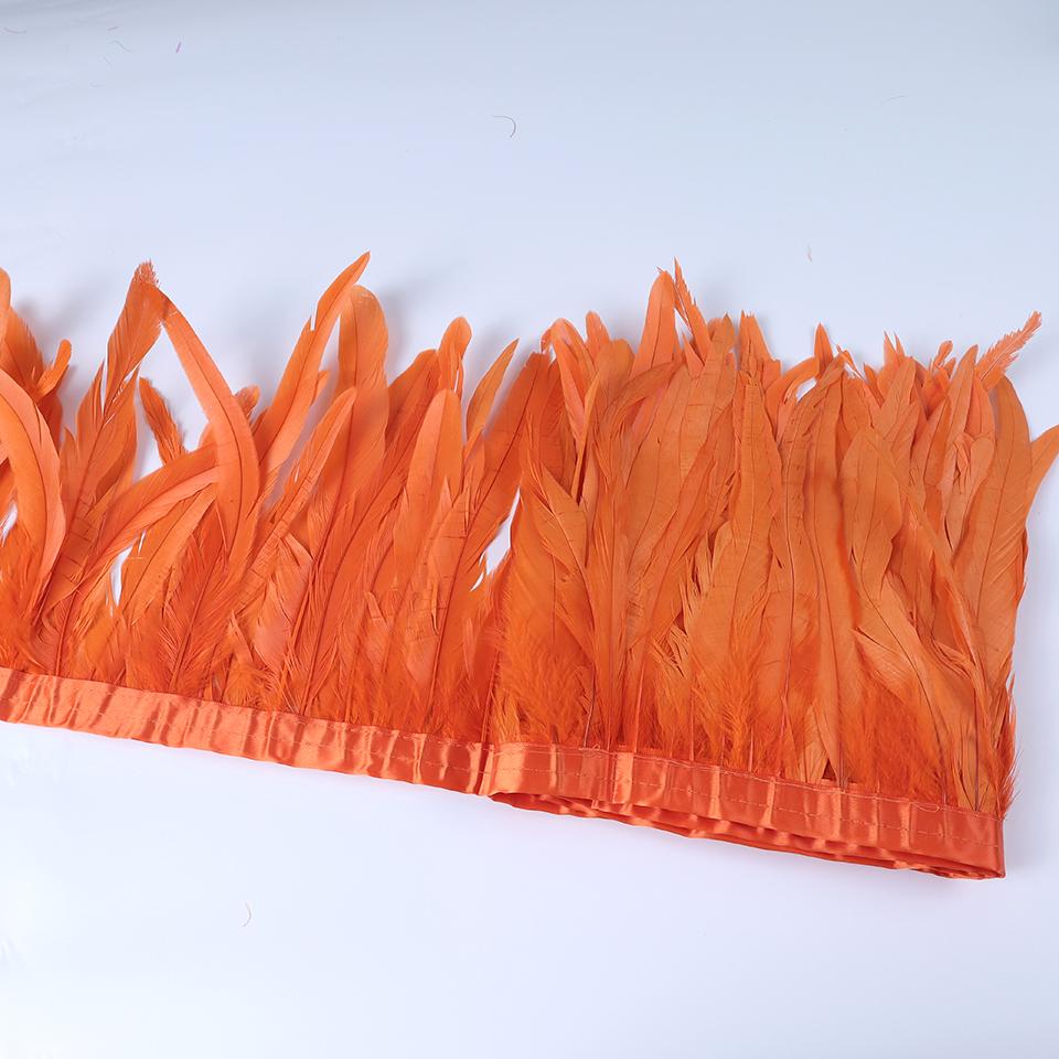 Rooster Feather Trims 2M Rooster Cock Tail Feather Fringes DIY Handicrafts for Clothes Ribbon Carnival Accessories