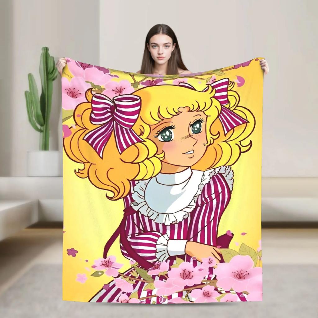 Candy Candy Kawaii Cartoon Decken Anime Flanell Lustige Warme Überwurfdecke für Zuhause Restaurant Textil Dekoration