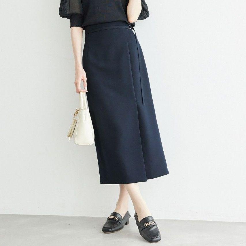 Beautiful item ROPE PICNIC 360 Ultra Stretch Tight Skirt L 40 Navy Stretchy Skirt with Belt