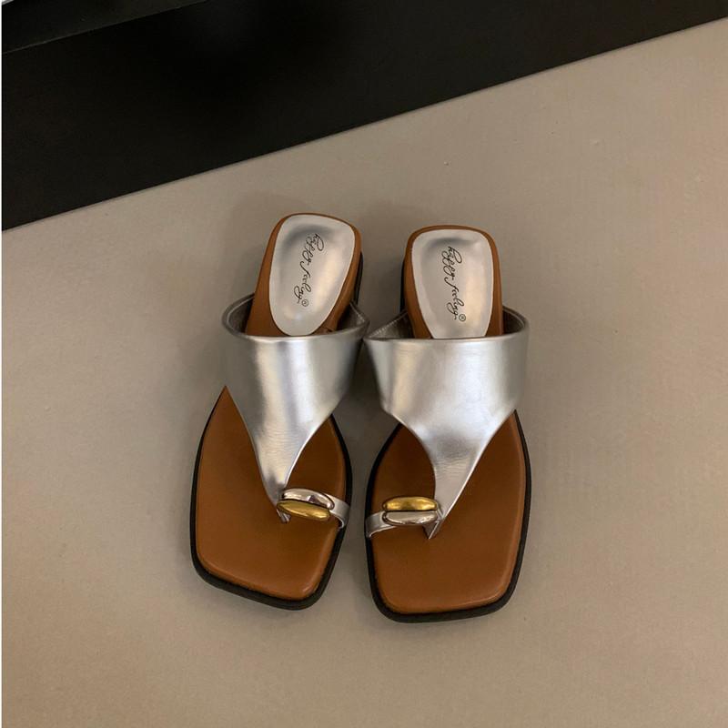 Fashion Bailamos 2025 Summer Women Slipper Ladies Slip On Flip Flop Low Wedge Heel Outdoor Dress Slides Beach Shoes Mujer