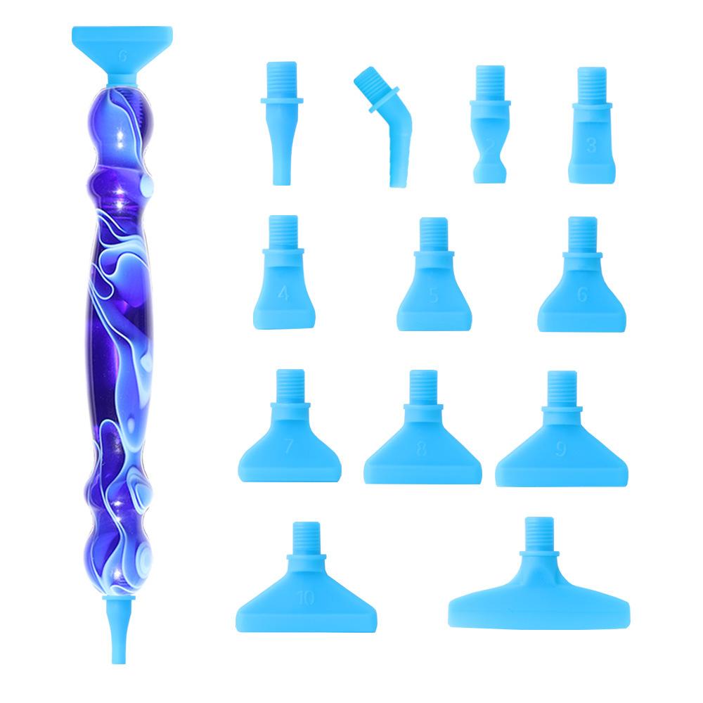 13pcs Diamond Art Painting Pen Kit - Ergonomic Resin Pen with 12pcs Screw Thread Tips, Multi Placer Tips for DIY Crafts