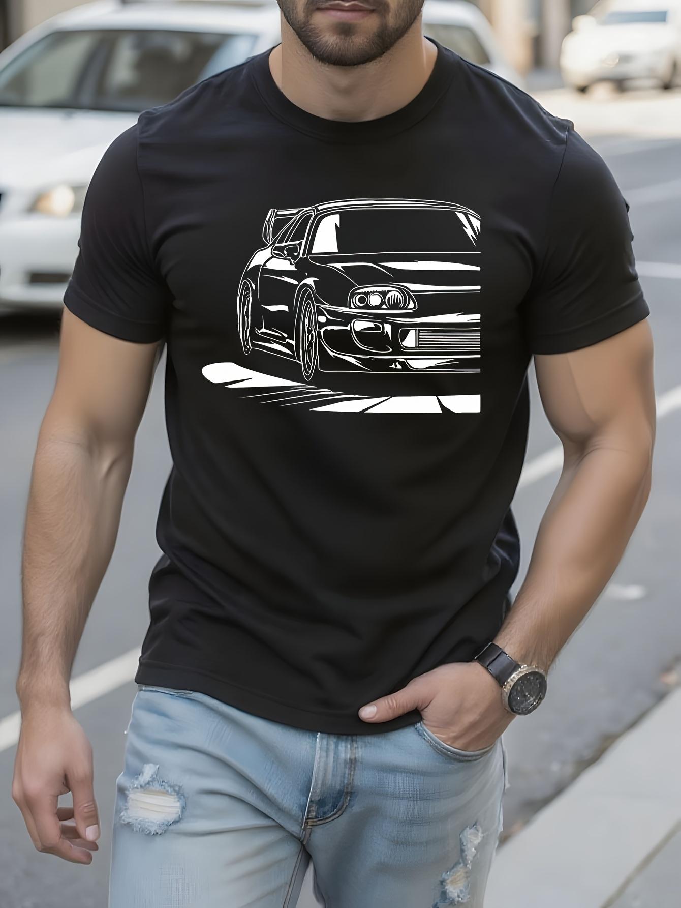 JDM 2Jz GTE Japanese Car Graphic - Black with White Sports Car Print T-shirt XS