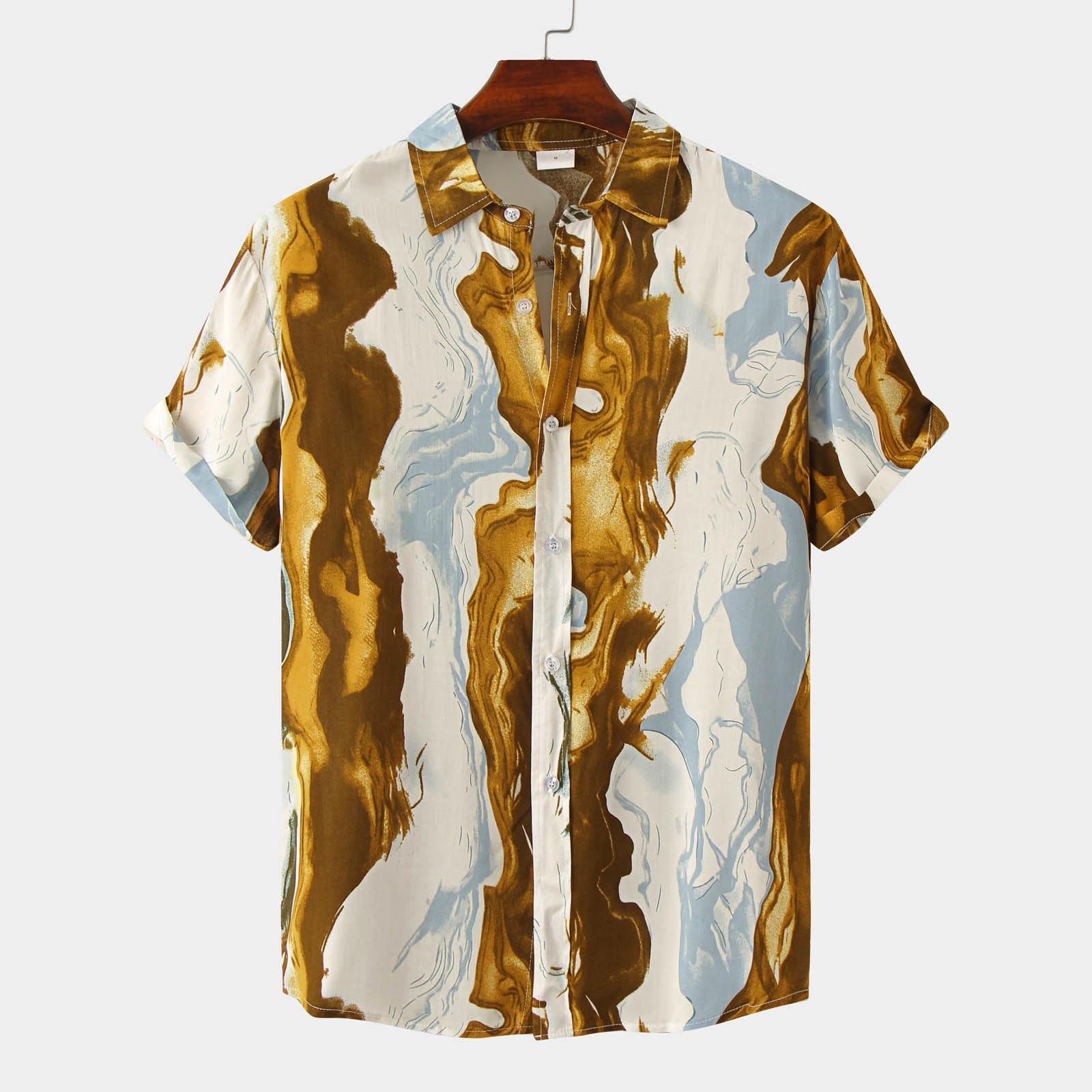 Новая летняя мужская рубашка с короткими рукавами и гавайским принтом больших размеров — фото 8