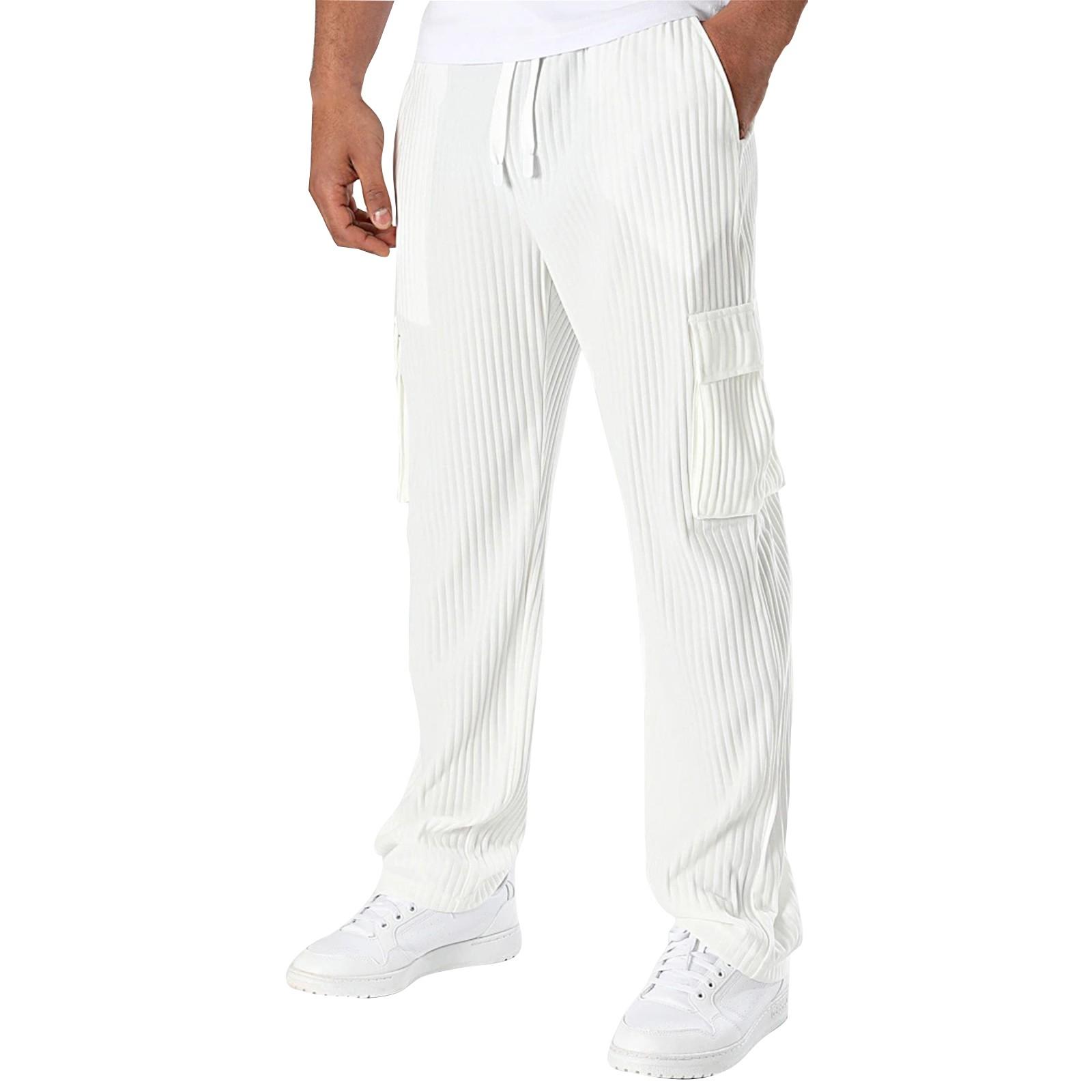 

Мятые Модные Повседневные Спортивные Штаны Однотонные На кулиске Рабочие Штаны XL белый