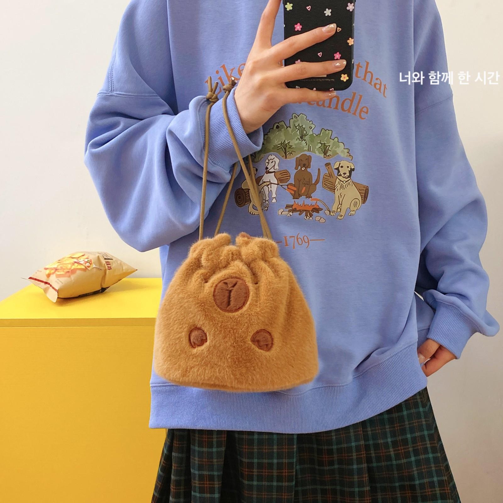 

Плюшевая сумка капибара Kawaii, модная плюшевая кукла, меховая сумка, детская сумка, мини-рюкзак, сумки, подарки для подруги