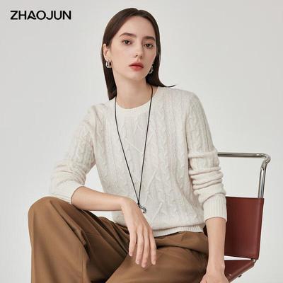 Women's 100% Wool Thickened Round Neck Knit Top