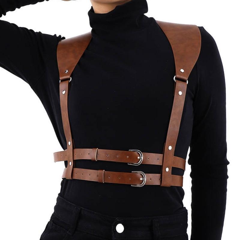 Punk-Taillengürtel Damen Halloween Leder Skinny Body Verstellbare Gürtel mit Legierungsschnalle für Party Nachtclub Taille Schlank