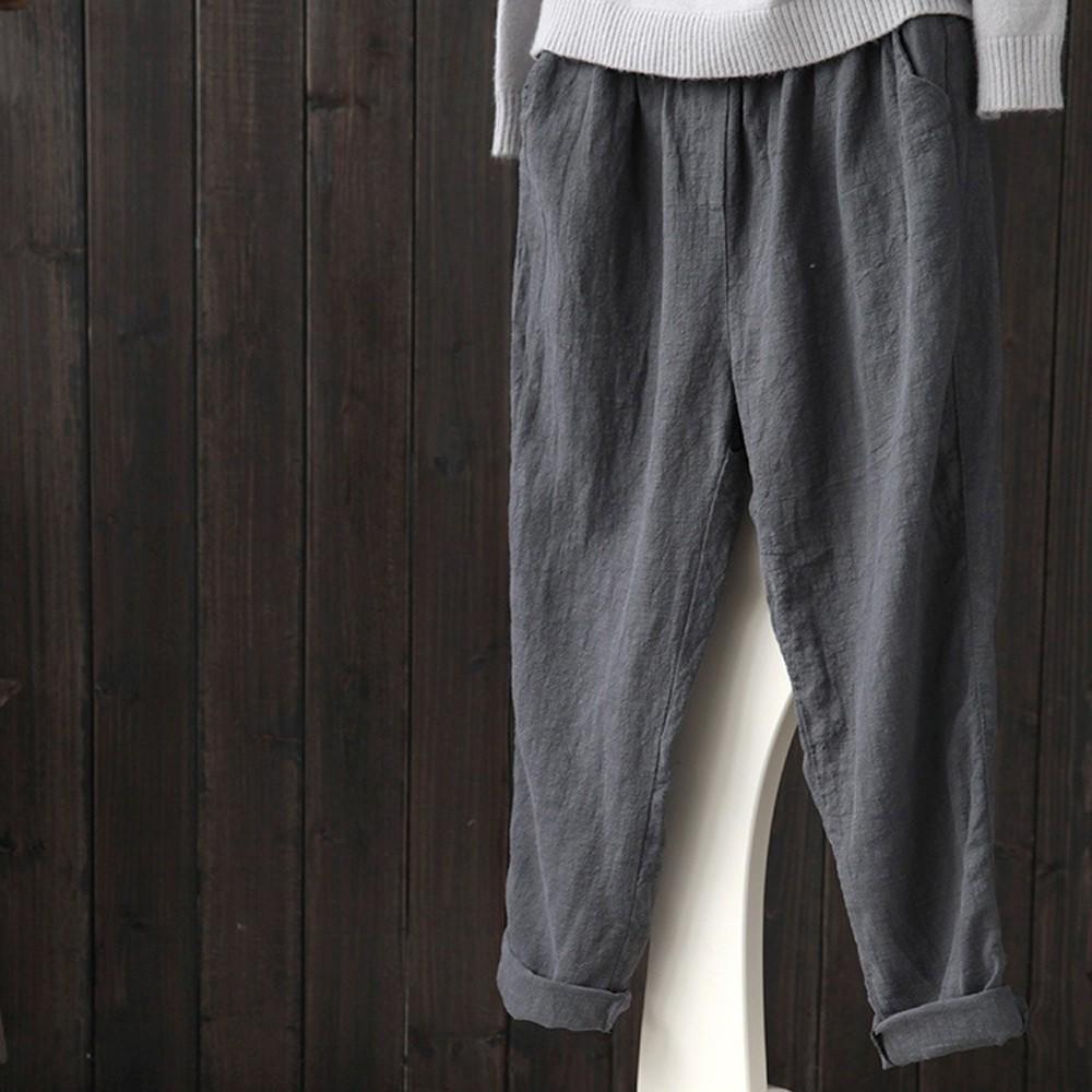 Übergröße Damen Leinenhose Baggy Lockere Hose Lässig Dame