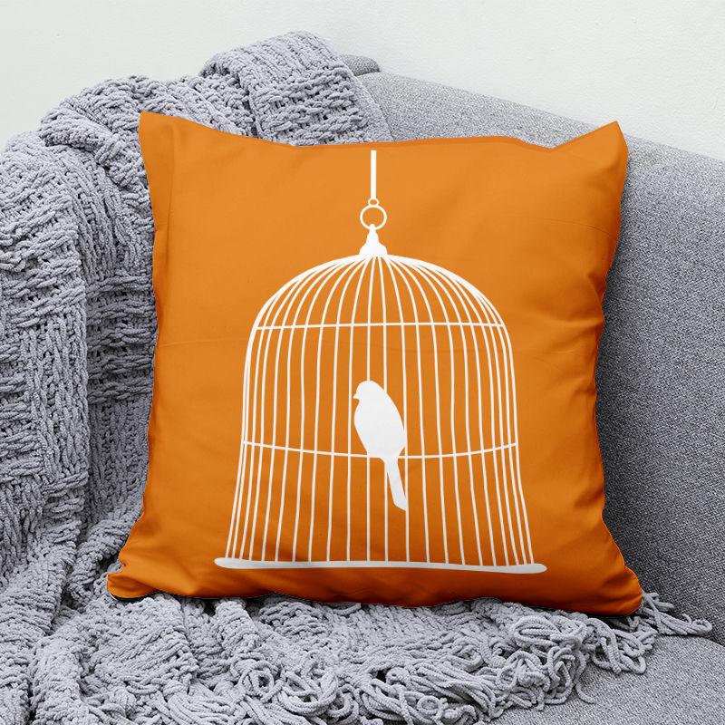 Light Luxury Orange Geometric Pillow High-end Home Living Room Sofa Office Seat Cushion Core Pillow Cover