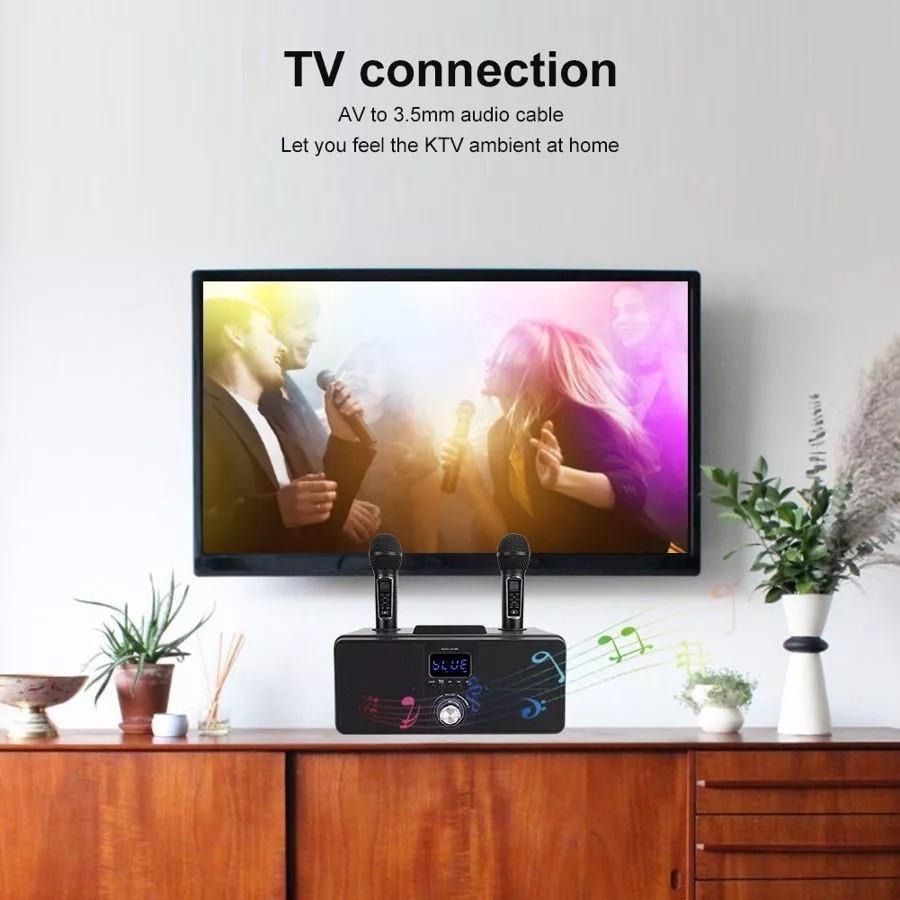 30W Wireless Bluetooth Dual Microphone Karaoke Portable 3D Stereo Speaker TV Family KTV Dedicated Configuration Set