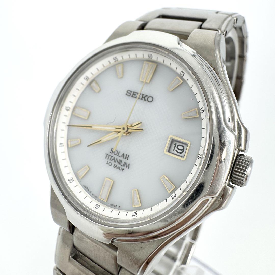 

[USED] Working SEIKO Solar Titanium Date Silver Watch