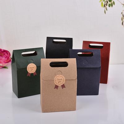 5 Adet Kırmızı Mavi Büyük Açık Pencere Sığır Derisi Karton Çanta Kraft Saplı Kapaklı Mühürlü Hediye Kutusu Taşınabilir Gıda Hediyesi Küçük Renkli Paketleme Kutusu