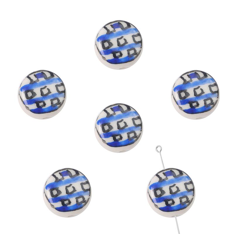 2 buc/pungă Vopsea manuală 15 mm Mărgele de porțelan ceramică cu model de inimă de flori Mărgele distanțiere libere pentru colier, cercei, bijuterii, artizanat