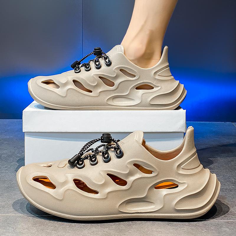 

Чоловічі платформені вуличні сандалі літо новий одяг спортивні пляжні шльопанці нековзні повсякденні дірчасті туфлі 45 хакі