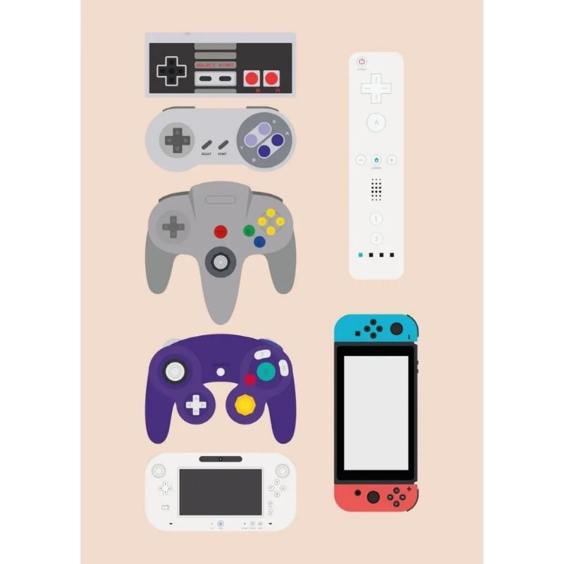 Retro Video Game Controllers Poster Handheld Game Console Gamepad Canvas Painting Wall Print Picture for Living Room Home Decor