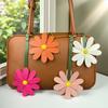Bag Charm Handmade Leather Dasiy Bag Charm, Oversized Daisy , Double-Layer PU Leather Leaf, Chic Accessory for Bags, Gift for Her