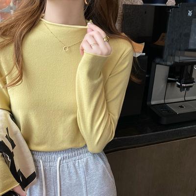 Herbst und Winter Damen-Bottom-Shirt, Strickwaren, halbhoher Hals, dünner Abschnitt des inneren Pullovers, langärmelige Oberteile