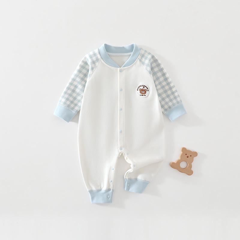 Spring/Autumn Pure Cotton Baby Bodysuit - Cartoon Long-Sleeve Crawling Pajamas for Newborns