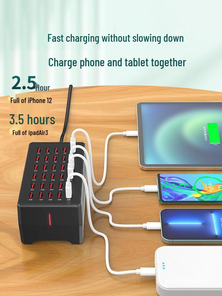 High-Power USB Multi-Port Charging Station - Desktop Mobile Charger & Power Strip