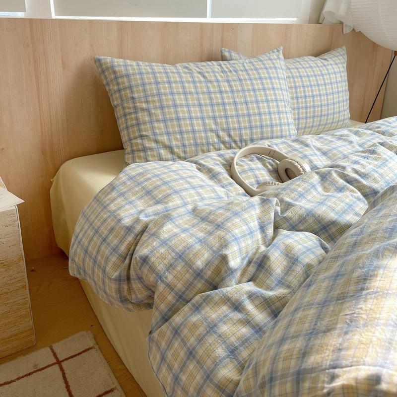 Nordisches Ins Bettwäsche-Set Reines Baumwoll-Bettbezug-Set Hautfreundlich Einzel-Doppelbett Voll-Queen-Größe Glatte&Spannbetttücher Bettwäsche-Set