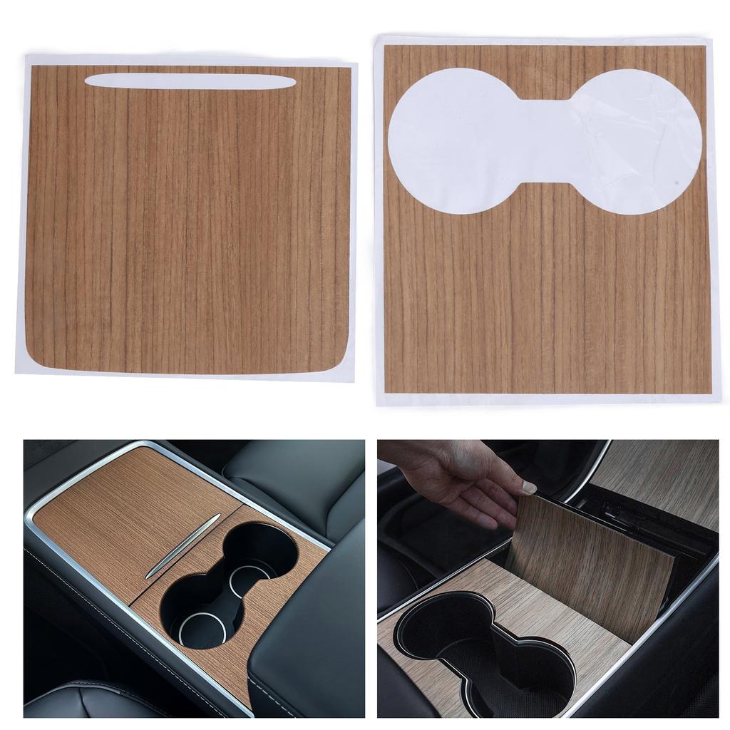 Car Center Console Protective Film Wood Grain Center Console Sticker Replacement for   2017‑2021