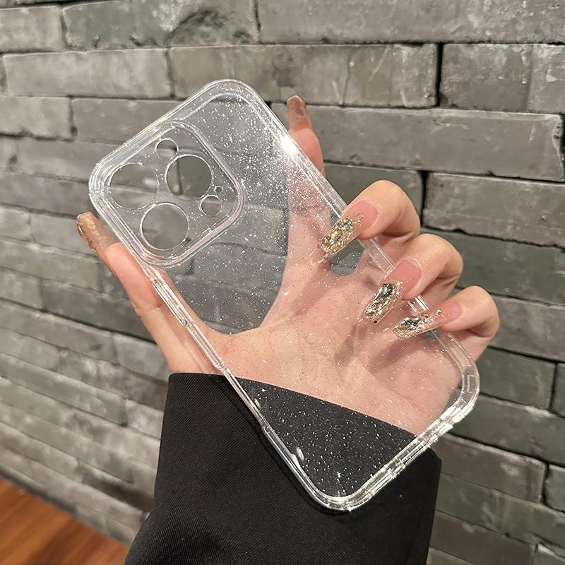 

Clear Glitter Phone Case For iPhone 17 Air 16 15 14 Plus 13 12 11 Pro Max Camera Protection Transparent Silicone Cover iPhone17