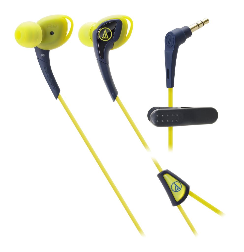 audio-technica SONICSPORT Canal type earphones waterproof specification for sports navy yellow ATH-SPORT2 NY