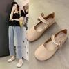 Fairy wind gentle flat-bottomed pearl single shoes female 2025 summer new versatile Mary Jane student lazy beanie shoes
