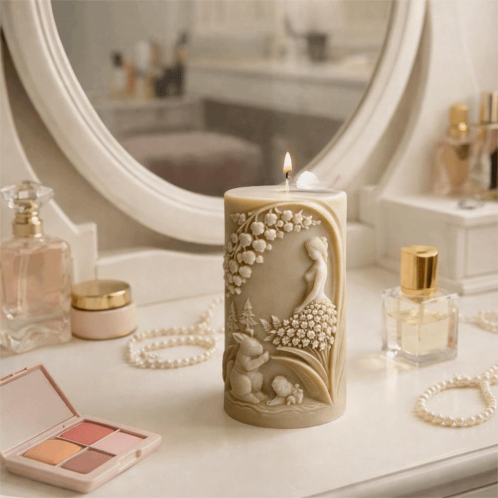 3D Flower Girl Candle Mold Non-stick Pillar Candle Mold Decorative Plaster Mold  DIY Crafting