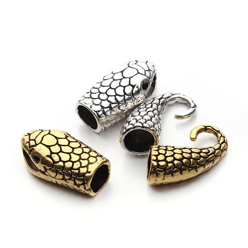 10er-Set Metall-Schlangenverschlüsse für Schmuckherstellung, Endkappenverbinder passend für 7 mm Lederkordel, DIY-Armband- und Halskettenzubehör