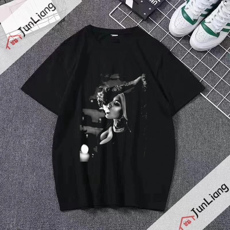 Smoking and Drinking Nuns Religious T-shirt, Cute Unisex T-shirt Short Sleeved Summer Crew-neck Plus Size Breathable Clothing