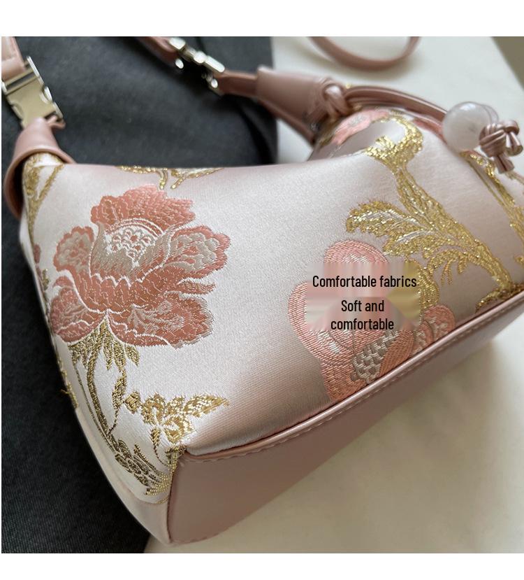 Chinese Embroidery Women's Versatile Underarm Crossbody Handbag