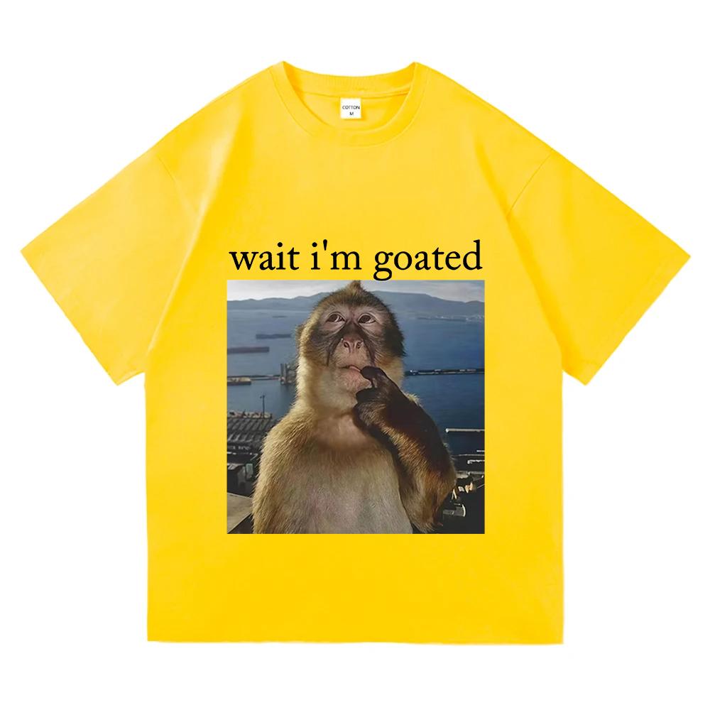 

Wait Im Goated Funny Thinking Monkey Meme T Shirt 100 Cotton Unisexs Women Harajuk Tshirt Shortsleeved Oversized Unisex Tshirt 4XL